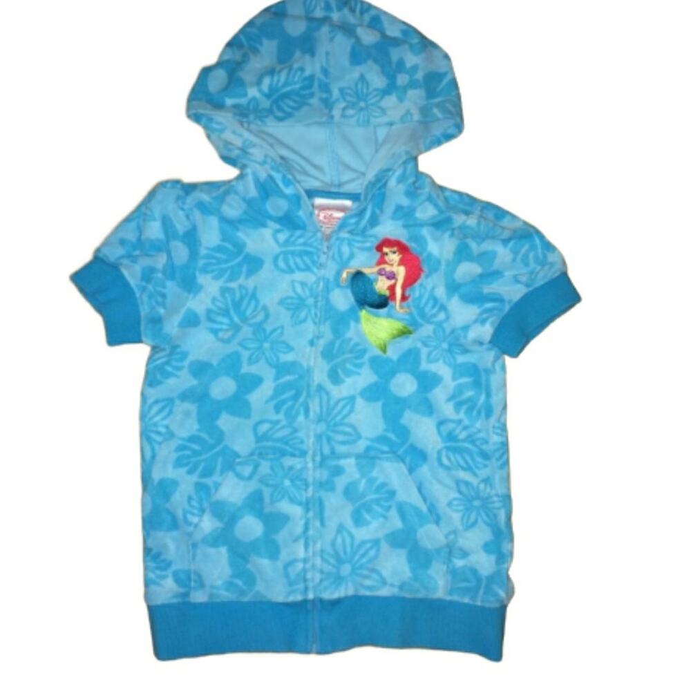 Disney Store Girl’s 7/8 Little Mermaid Ariel Tropical Blue Full Zip Hoodie